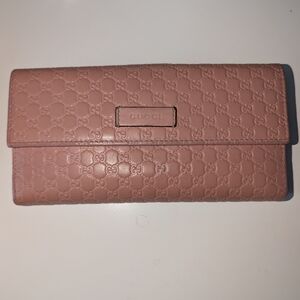 Authentic Gucci Micro Guccissima Monogram Long Wallet with Flap Closure